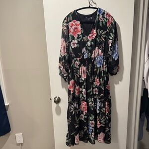 Taylor Black Dress with Colorful Floral Accents